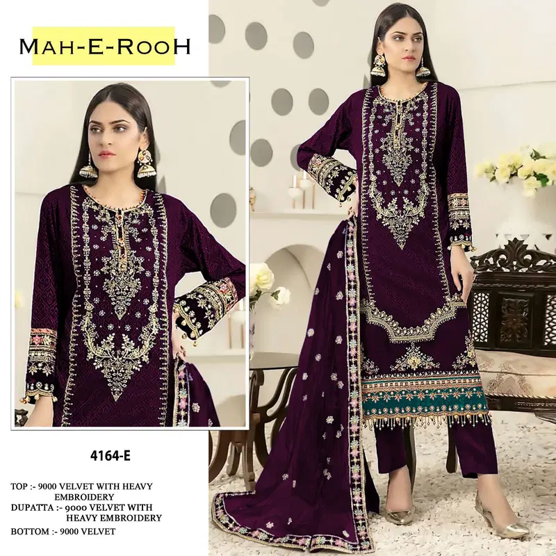 Mah E Rooh 4164 Velvet Embroidered Salwar Kameez Collection